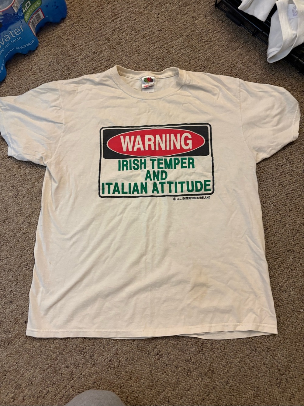 Fruit of the Loom White T-Shirt with Red and Green Graphic
